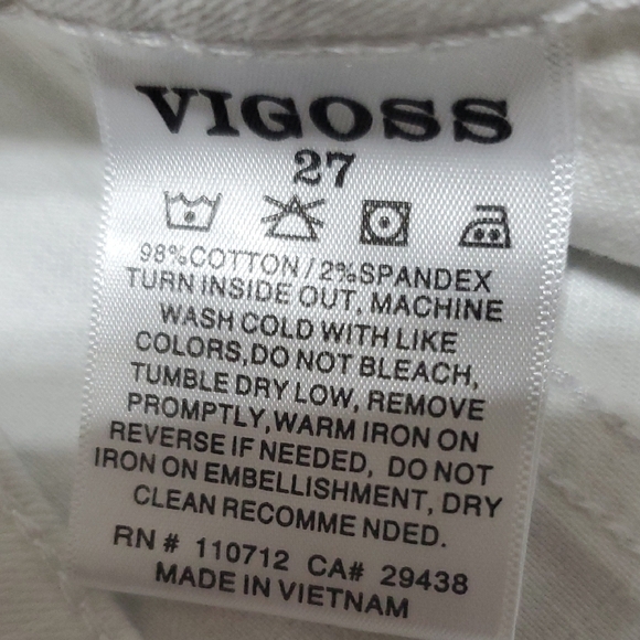 Vigoss White Jean Matley Shorts High-Waisted Frayed Hem - Picture 4 of 9